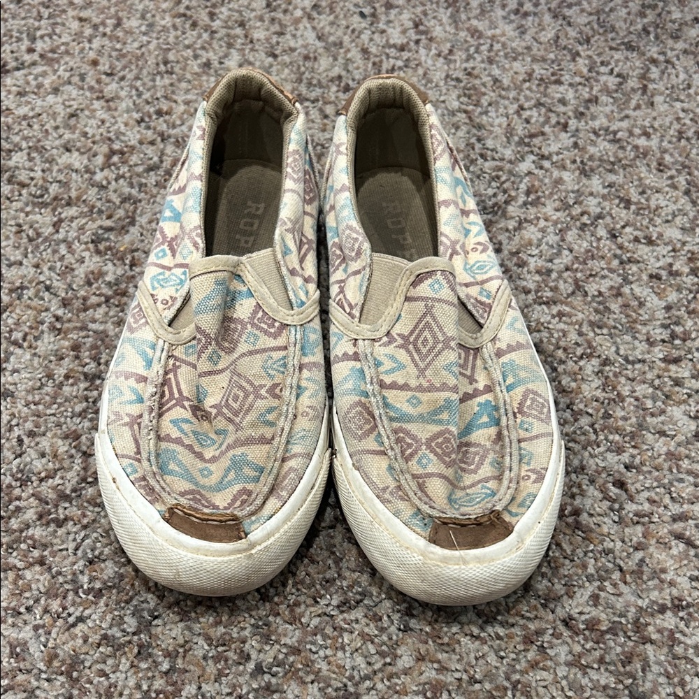 Roper Kids' Moccasins - Cream and Blue